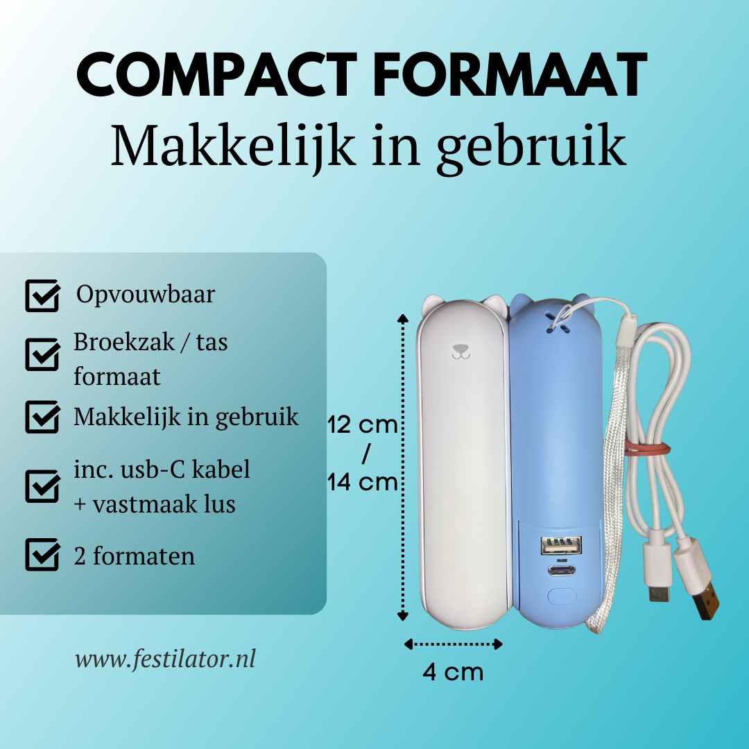 Festilator® 3 in 1 powerbank met ventilator en zaklamp